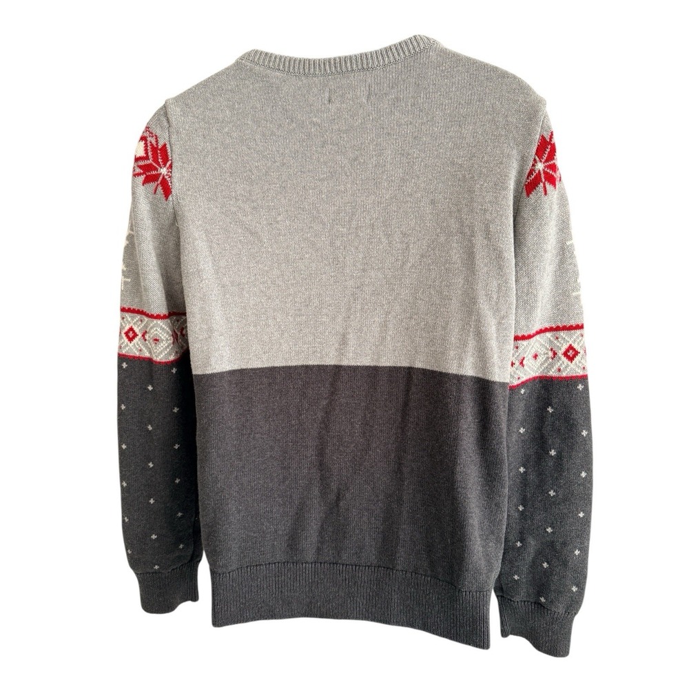Chaps Women Sweater M Gray Fair Isle Reindeer Graphics Ski Cotton Soft Stretchy - Picture 5 of 8